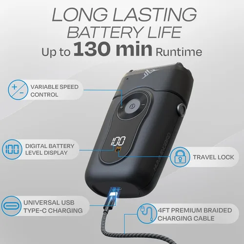 Miniatura 3 de HUMMINGBIRD MK2 - Afeitadora compacta de aluminio, sin rasguños, sin cortes, sin quemaduras por la maquinilla de afeitar para hombres, portátil USB