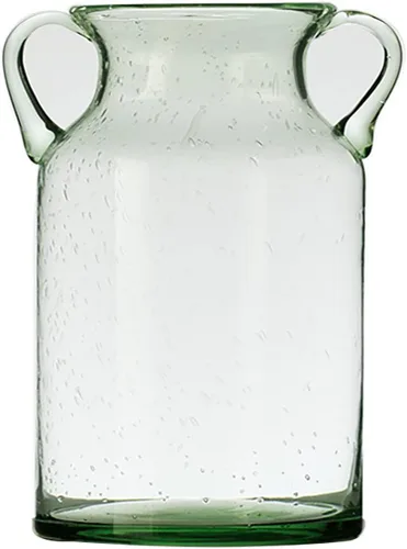 Miniatura 8 de Jarrón de cristal transparente, florero de vidrio con doble oreja, jarrón de boca ancha para decoración de interiores y exteriores (3)