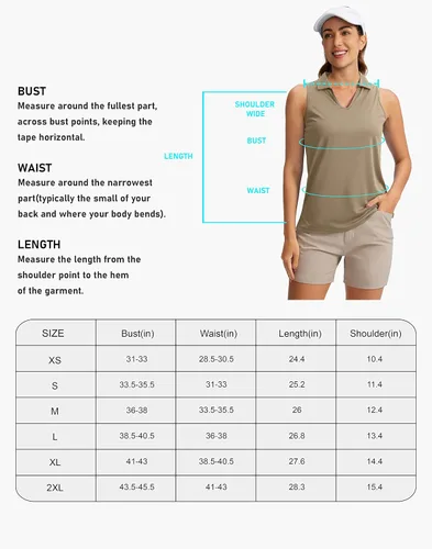 Miniatura 7 de SANTINY Women's Sleeveless Golf Shirt V-Neck Tennis Tank Tops Collared Golf Polo Shirts for Women