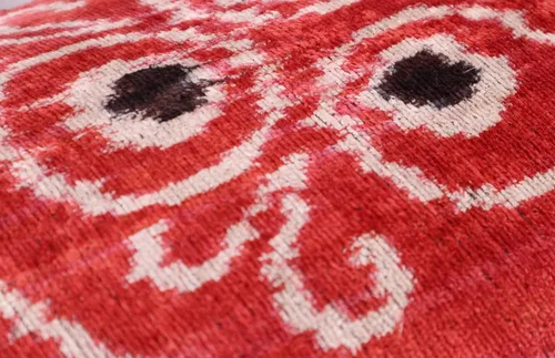 Miniatura 2 de Almohada de terciopelo hecha a mano, 16 x 24 pulgadas, inserto de plumas de plumón de alta calidad, diseño geométrico con colores rojo, naranja