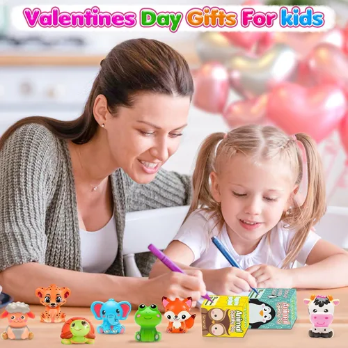 Miniatura 2 de vewicokop Regalos del día de San Valentín para niños con juguetes blandos de animales, paquete de 24 juguetes de alivio del estrés de aumento lento