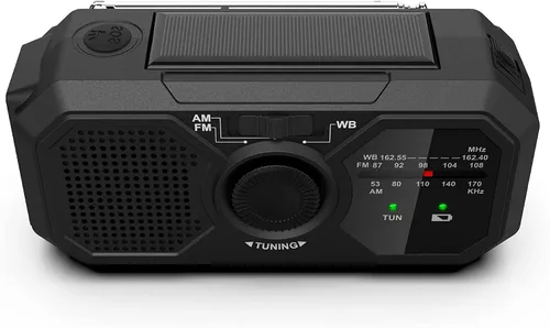 Miniatura 5 de Kaito V5 Radio de emergencia – Panel solar y manivela – Linterna LED – Radio meteorológica Voyager Mini NOAA – Radio AM/FM Batería recargable (negro)