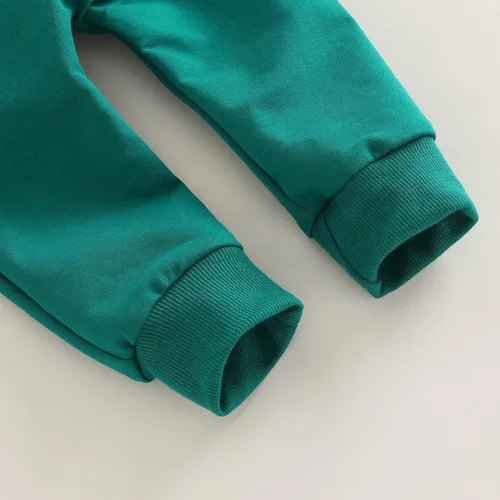 Miniatura 90 de Conjunto de 2 piezas de sudadera de manga larga con cuello redondo y pantalones casuales para bebés y niños pequeños