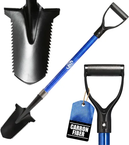 Miniatura 8 de CKG - Pala de detección de metales de carbono con borde doble serrano – Excavadora ligera para jardín, cortador de raíces, pala profesional