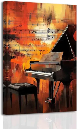 Miniatura 8 de BJYCHG Lienzo de piano para pared, estudio de música, decoración de habitación, instrumentos musicales, impresiones de imágenes retro abstractas