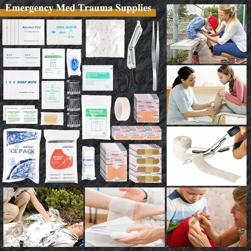 Miniatura 6 de Abpir Kit de supervivencia de emergencia de 318 piezas, equipo de supervivencia y equipo de primeros auxilios, suministros médicos para vehículos