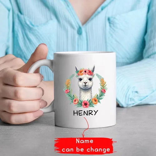 Miniatura 2 de Taza de alpaca personalizada, taza de café de alpaca, regalos para los amantes de las alpacas, divertida taza de alpaca, taza de alpacas con nombre