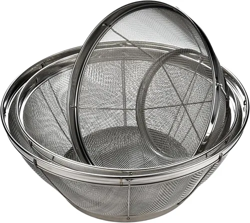 Miniatura 7 de Colador de Malla Fina para Cocina, Colador de Acero Inoxidable de 5 Quart para Pasta, Arroz, Frutas, Cestas de Malla Metálica con Base de Apoyo