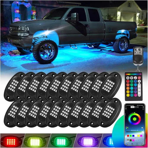 Miniatura 17 de 10 vainas RGB LED Rock Lights para camión, ATV, UTV, carrito de golf, todoterreno, RZR Pickup SUV, kit impermeable multicolor para autos con modo