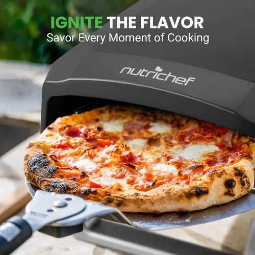 Miniatura 7 de NutriChef Horno de Pizza a Gas Portátil para Exteriores - Incluye Patas Plegables, Dial de Control de Calor Ajustable, Quemador, Piedra y Manguera