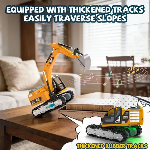 Miniatura 4 de YESHIN Excavadora de control remoto 1/64, mini vehículo de construcción RC de aleación de metal con pala, excavadora RC de carga directa tipo C