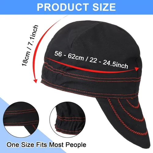 Miniatura 2 de Yunsailing 2 gorras de soldadura, resistentes al fuego, reversibles, de algodón, suave, corta, con elástico, para hombres y mujeres, electricistas