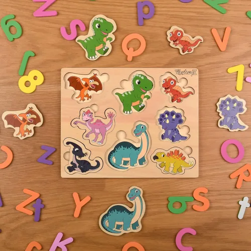 Miniatura 6 de Rompecabezas de madera para niños pequeños de 1 a 3 años - Juguetes educativos y de aprendizaje Montessori - Rompecabezas de madera para bebés de 1