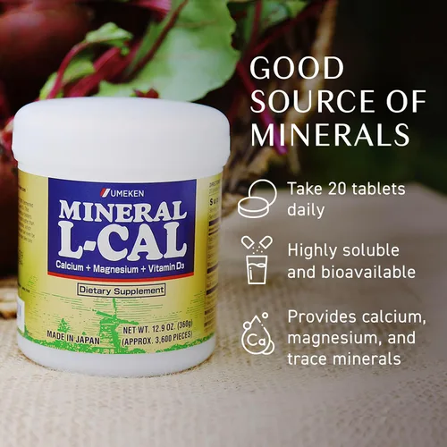 Miniatura 4 de Mineral L-Cal Calcio con vitamina D3, suministro de 12 meses, formato de bola soluble en agua con magnesio y minerales, suplemento de calcio