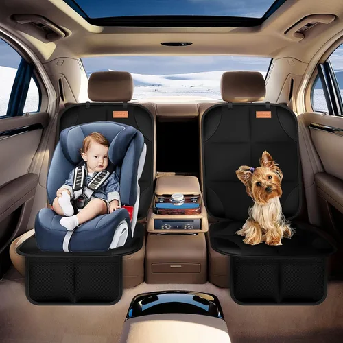 Miniatura 8 de SMART ELF Protector de asiento de automóvil [1 unidad] Protector de automóvil grande para asientos infantiles con acolchado más grueso y bolsillos