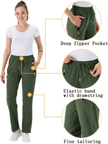 Miniatura 7 de BGOWATU Pantalones cargo de senderismo para mujer, de secado rápido, ligeros, resistentes al agua, con bolsillos con cremallera