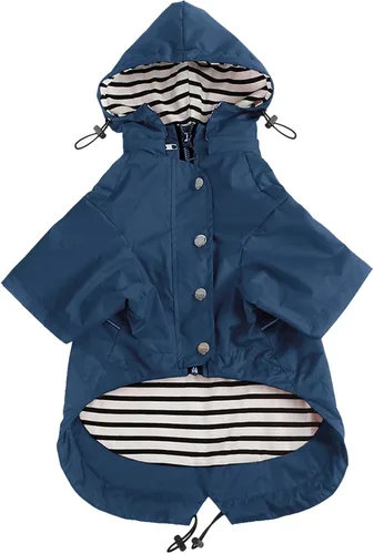 Miniatura 12 de Morezi - Impermeable con cremallera y botones reflectantes para perro, para la lluvia, cordón ajustable, capucha extraíble, elegante y de primera