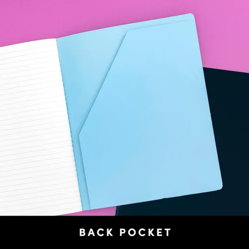 Miniatura 5 de PAPERAGE Cuaderno de diario forrado de tapa suave, paquete de 2, negro), 100 páginas, grande de 7.5 x 9.5 pulgadas, con rayas universitarias, ideal