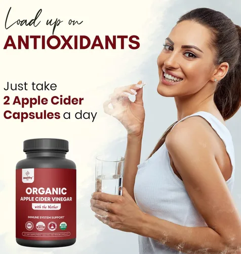 Miniatura 7 de Vinagre de sidra de manzana orgánico con la madre - Cápsulas de 1200 mg para un bienestar óptimo, sin gluten, sin OMG, 120 cápsulas vegetales