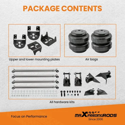 Miniatura 6 de maXpeedingrods Kit de suspensión triangulada soldada con 4 enlaces y kit de bolsas de suspensión de aire de 5000 lbs universal para camiones, chasis