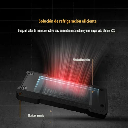 Miniatura 5 de ASUS TUF Gaming A2- Carcasa SSD portátil USB-C 3.2 Gen 2x2, Dual M.2 NVMe PCIe y SATA, resistencia a caídas MIL-STD-810H, resistencia al agua y al