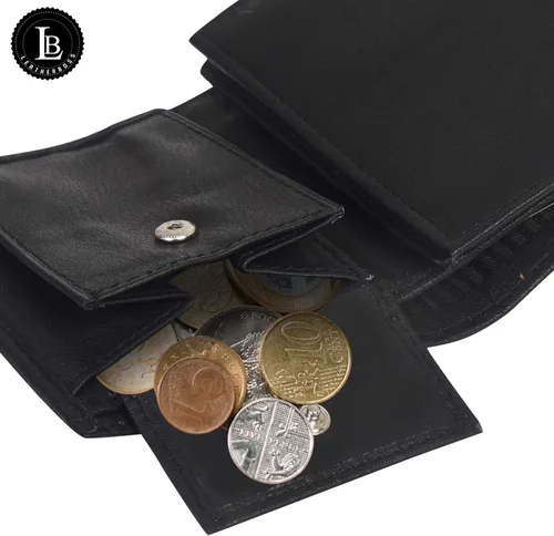 Miniatura 4 de Billetera de tres pliegues con solapa y bolsillo para monedas para niños, Negro, 3.3 4" x 3", Billetera plegable