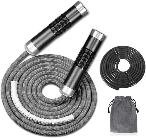 Redify Cuerda de saltar con peso para entrenamiento físico (1 libra), rodamiento de bolas sin enredos, cuerda de saltar de velocidad rápida para Gris