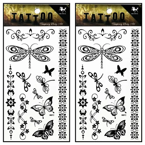 Miniatura 5 de Tatuajes 2 hojas negro escorpión animal brazo cuerpo tatuaje arte maquillaje para hombres tatuajes temporales papel impermeable para hombres mujeres