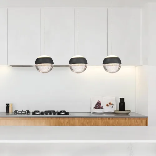 Miniatura 3 de JoollySun Lámpara Colgante de Cristal: Mini Luces Colgantes Negras Modernas para Isla de Cocina y Baño