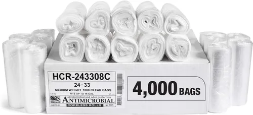 Miniatura 75 de Aluf Plastics Bolsas de basura de alta densidad, 10 galones, 1000 unidades, 6 micrones (eq), 24" x 24", transparentes, para baño, oficina