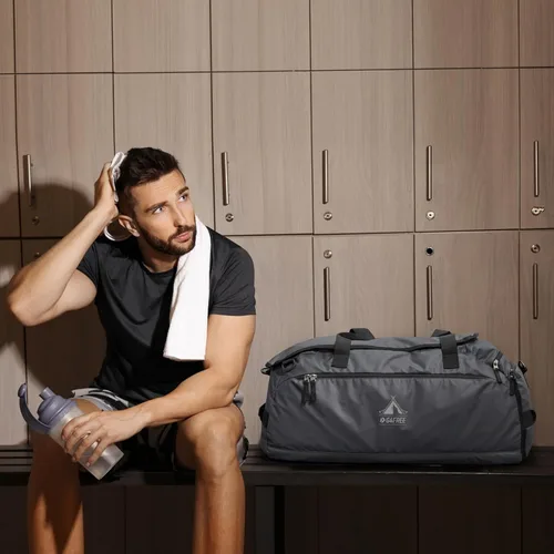 Miniatura 8 de G4Free Bolsa de gimnasio de 60 L, bolsa de lona de 3 vías con compartimento para zapatos y bolsillo húmedo para hombres y mujeres, mochila de lona