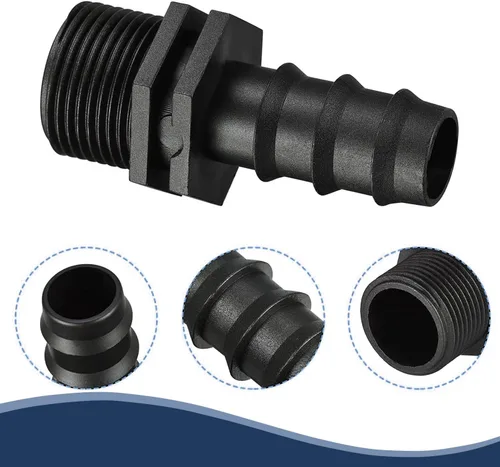 Miniatura 3 de Conector de manguera de PVC de púas de 5 piezas de 3/4 pulgadas - Juego de piezas de adaptador de conector de manguera de jardín MNPT de 3/4 pulgadas