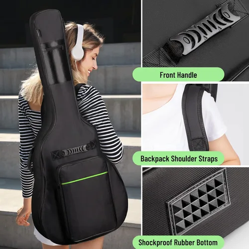 Miniatura 5 de CAHAYA Funda para Guitarra Acústica con Acolchado de 0.35 Pulgadas de Grosor para Guitarras Acústicas de 40 41 42 Pulgadas Impermeable con Correa