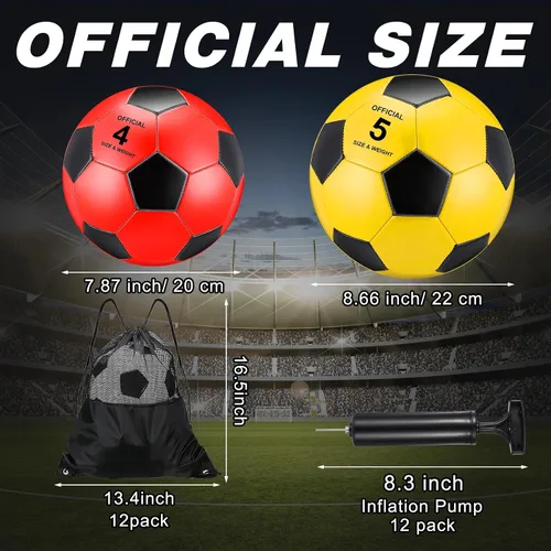 Miniatura 2 de 12 pelotas de fútbol desinfladas de Navidad, tamaño 5/4 a granel con bolsa de cordón para fútbol oficial, deporte, cristiano, donación, regalo