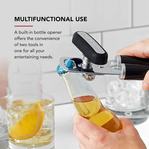 Miniatura 5 de KitchenAid - Abrelatas multifunción clásico y abrebotellas de fácil uso, rueda de corte de acero inoxidable ultra afilada, mangos ergonómicos Negro