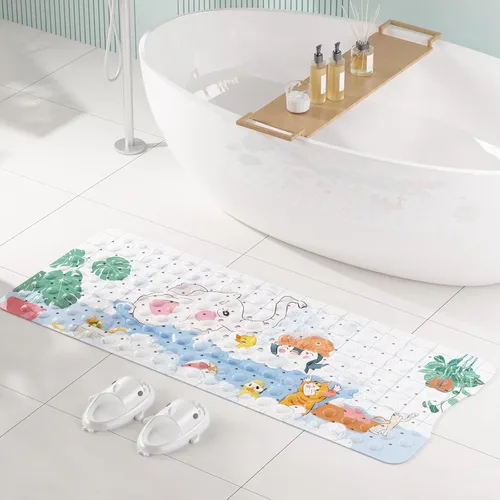 Miniatura 4 de AmazerBath Alfombra de baño antideslizante para bebé, tapete de baño infantil de dibujos animados para bañera, 40 x 16 pulgadas, tamaño completo