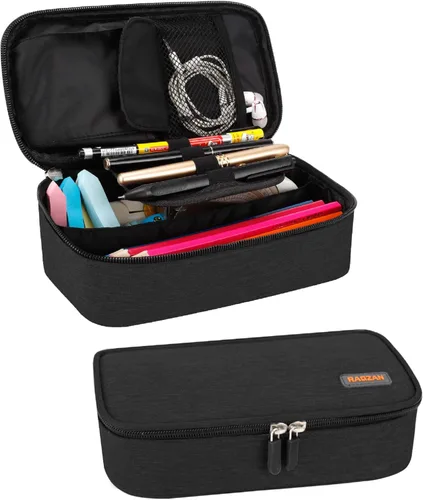 Miniatura 9 de Estuche para lápices de gran capacidad, bolsa de tela Oxford, bolsa de almacenamiento para rotuladores de lápices, soporte para papelería para Gris