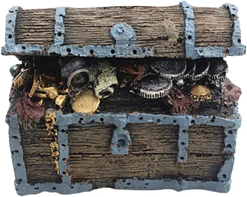 Miniatura 5 de Forart Adorno de cofre del tesoro, adorno de acuario pequeño, decoración de acuario para pecera, adorno de acuario, cuevas acuáticas, cabaña