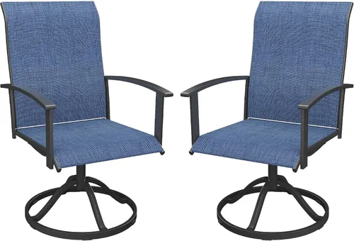 Miniatura 24 de VICLLAX Juego de 2 sillas de comedor giratorias para patio, sillas de exterior de tela de malla de textileno acolchada con reposabrazos para porche