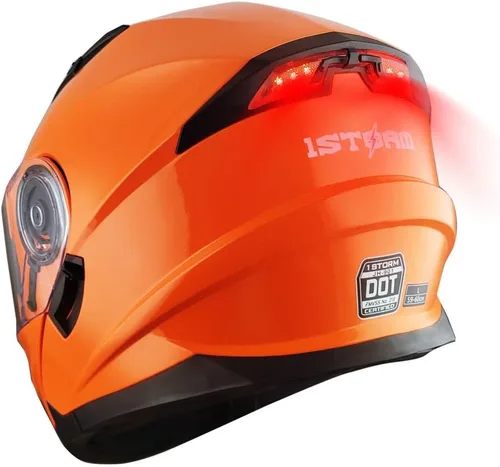 Miniatura 18 de 1Storm Nuevo Casco Modular de Motocicleta con Visera Dual Cara Completa y Luz Trasera LED Recargable: Modular901 Fibra de Carbon Negro