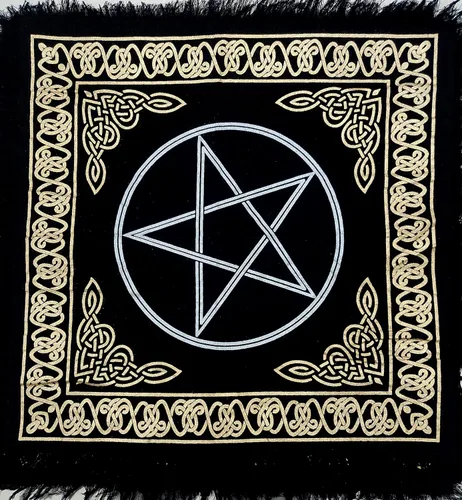 Miniatura 25 de CRAFT KALA Tela de altar planetas espirituales, estrellas rituales y galaxia, hermoso sistema solar, sistema solar, oro y plata, 24 x 24 pulgadas