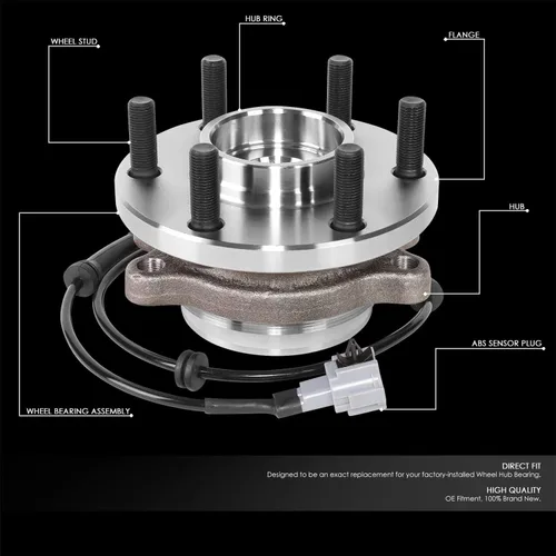 Miniatura 2 de DNA MOTORING OEM-WHA-0012 Conjunto de cubo de rodamiento de rueda delantera con sensor de velocidad compatible con Frontier 2005-2019 / Pathfinder