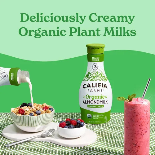 Miniatura 5 de Califia Farms - Leche orgánica de almendras sin azúcar, 48 onzas, sin lácteos, keto, vegana, a base de plantas, sin OMG, baja en calorías