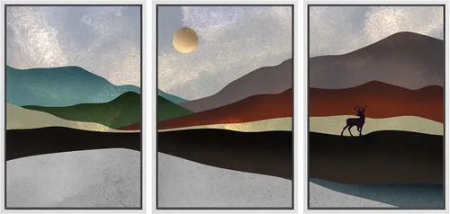Miniatura 32 de NWT Lienzo enmarcado para pared, juego de arte en acuarela pastel, bosque de montaña oscura, naturaleza silvestre, ilustraciones de arte moderno