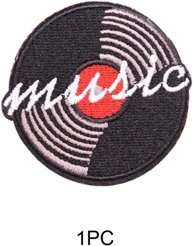 Miniatura 7 de U-Sky Parches bordados para coser o planchar Discos de vinilo y auriculares Diseño temático musical Retro amantes de la música DJs entusiastas