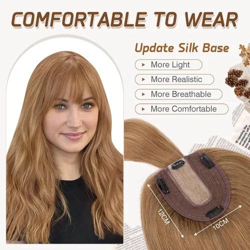 Miniatura 163 de Rich Choices Pelucas con topper de cabello para mujeres, cabello humano real 100% Remy, sin flequillo, para mujeres con adelgazamiento en la parte