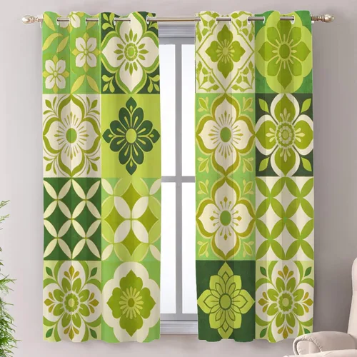 Miniatura 53 de Shrahala Art Nouveau Floral Pattern Blackout Curtain Tiers, Delicate Vine and Flower Design Kitchen Valance Light Blocking Tier Drapes with Rod