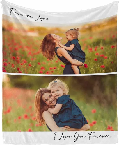 Miniatura 6 de InterestPrint Manta con foto, regalos personalizados para mamá, manta de collage de fotos personalizada para mamá de hija e hijo para cumpleaños