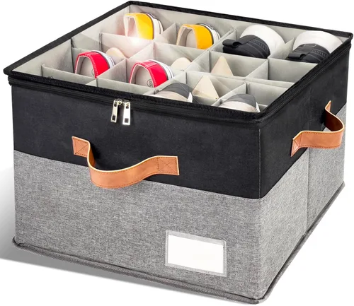 Miniatura 8 de Organizador de zapatos para armario, contenedores de almacenamiento de zapatos plegables con cubierta transparente, soporte para zapatos que ahorra