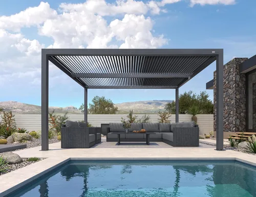 Miniatura 30 de PURPLE LEAF 94AS - Pérgola pequeña de aluminio compacto de 10 x 12 pies con techo rígido con listones ajustables para patio, cubierta de terraza